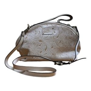 Patricia Nash Cream Embossed Leather Satchel Crossbody